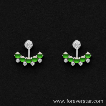 Charming Highest Level Genuine Jadeite Jade Stud Earrings